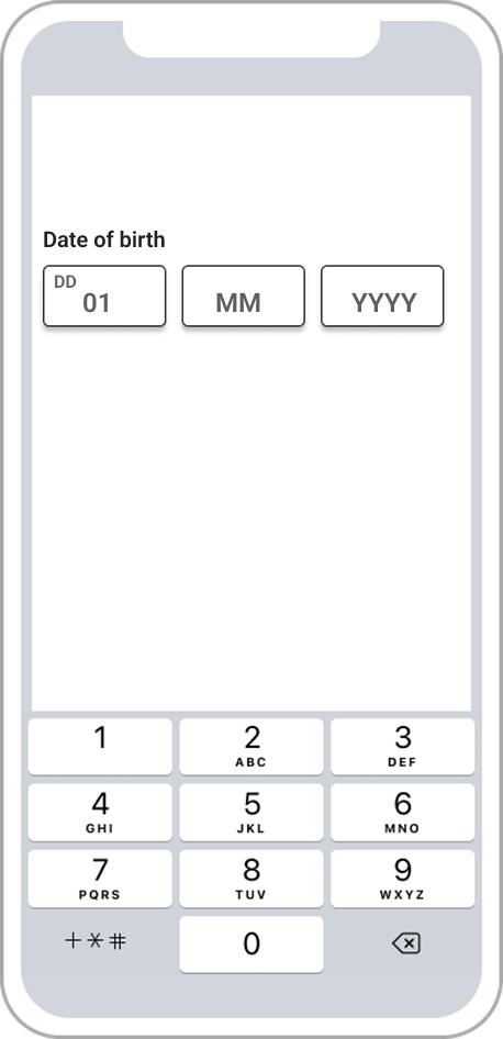 a screen shot showing the mobile presentation of 3 date inputs